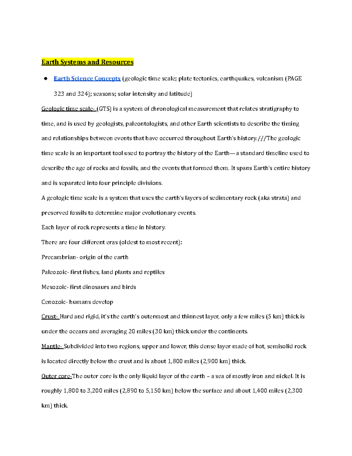 Earth Systems and Resources Notes - Google Docs - Earth Systems and ...