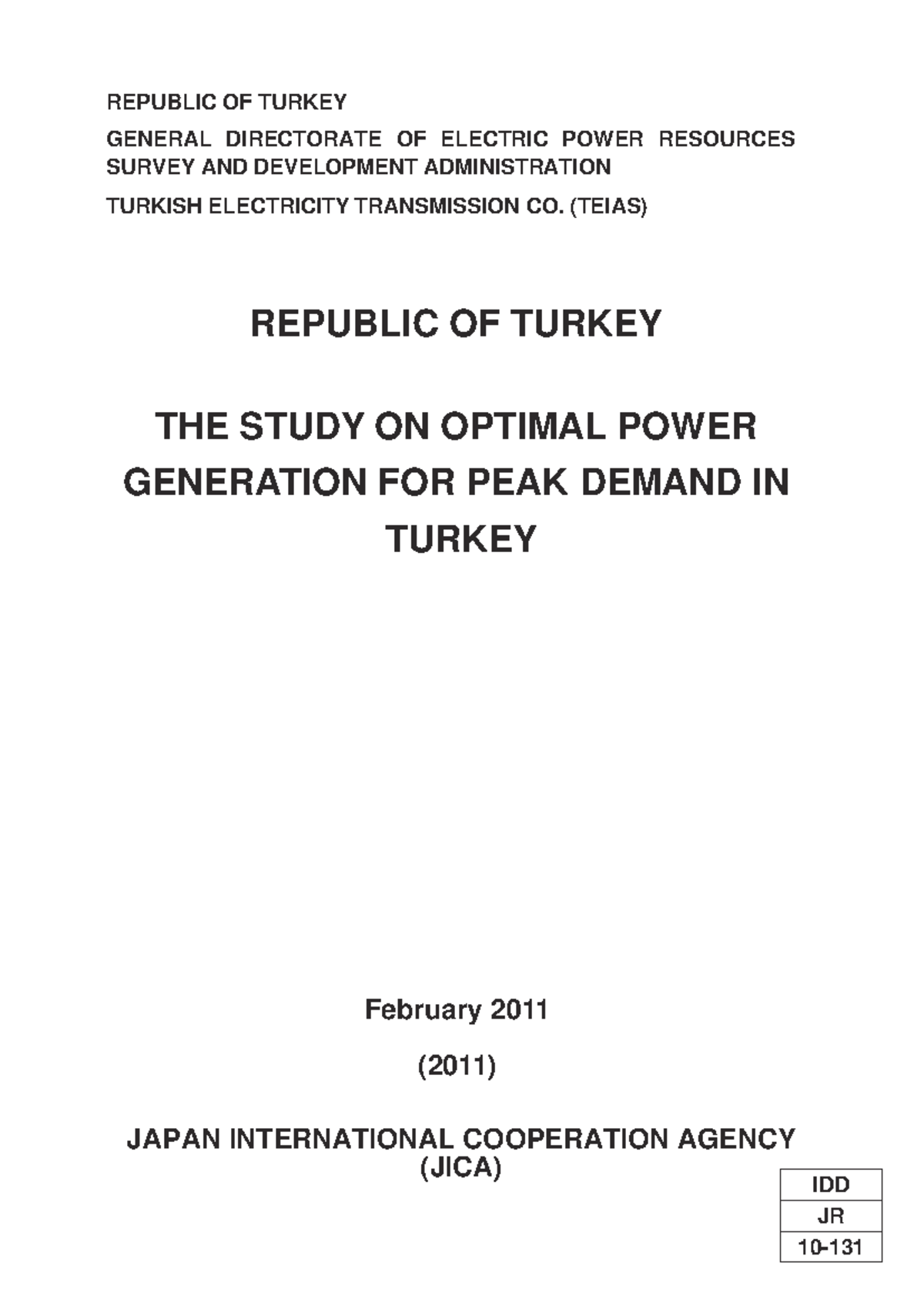 Optimal Power Generation for Peak Demand in Turkey (TEIAS Study) - Studocu