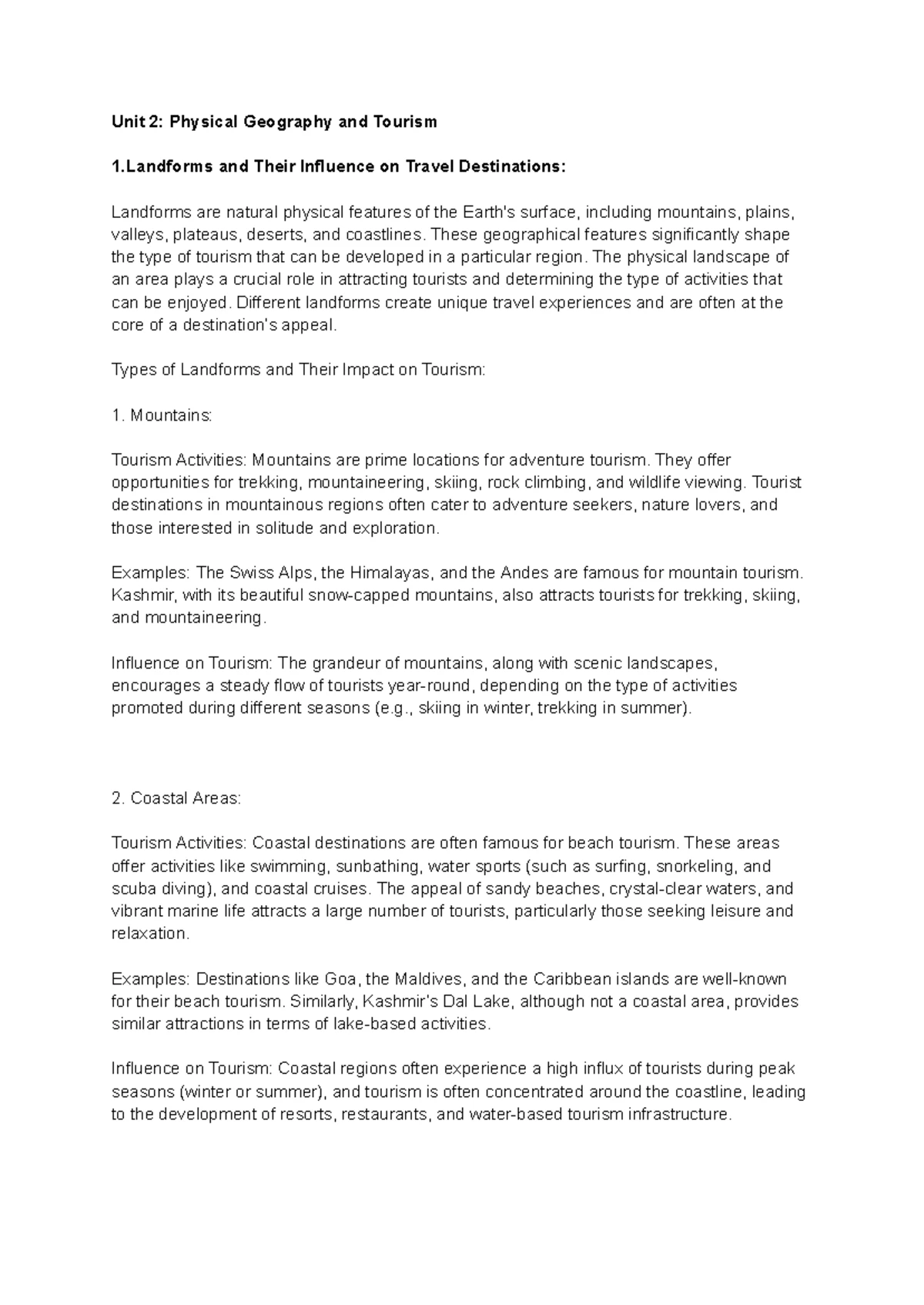 Tourism Geography Unit1 - Unit 1: Introduction to Travel Geography ...