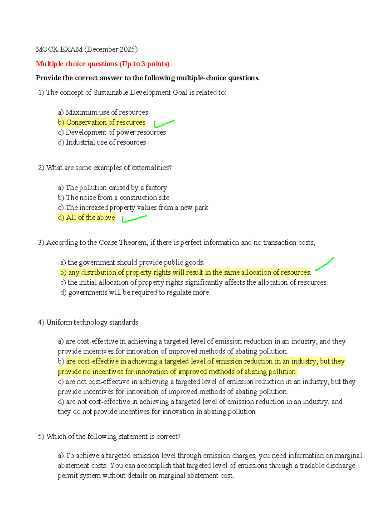 MOCK EXAM (December 2025) - Multiple Choice Questions & Answers - Studocu