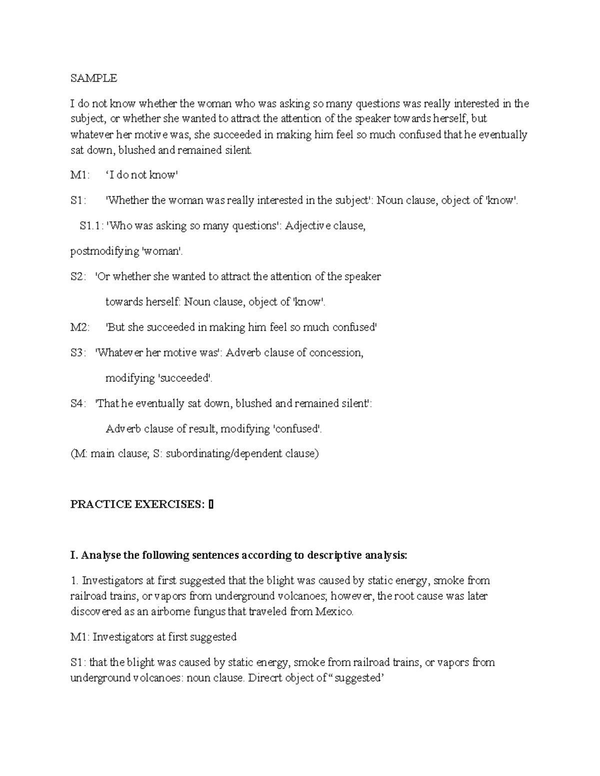 Assignment 8 - Sentence Structure Analysis and Clausal Functions - Studocu
