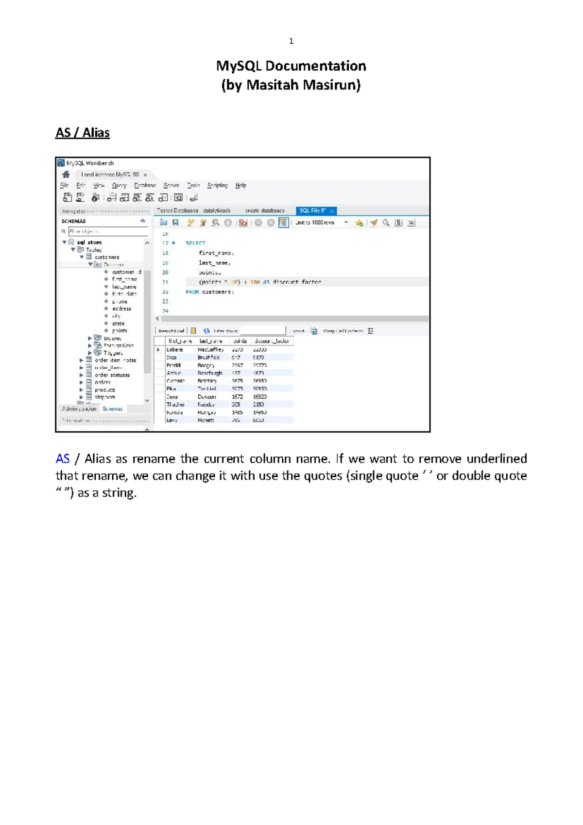 MySQL Documentation: Commenting and SELECT Clause Basics - Studocu