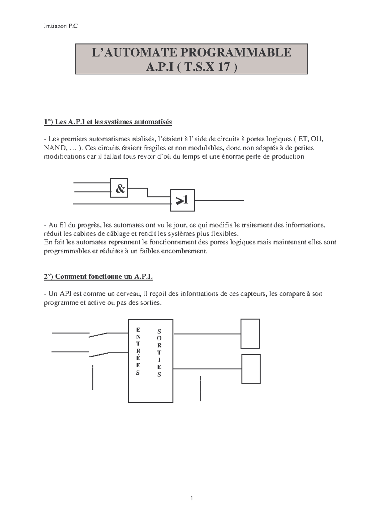 Automate Programmable - Cours A.P T.S 17 Notes et Exercices PDF - Studocu