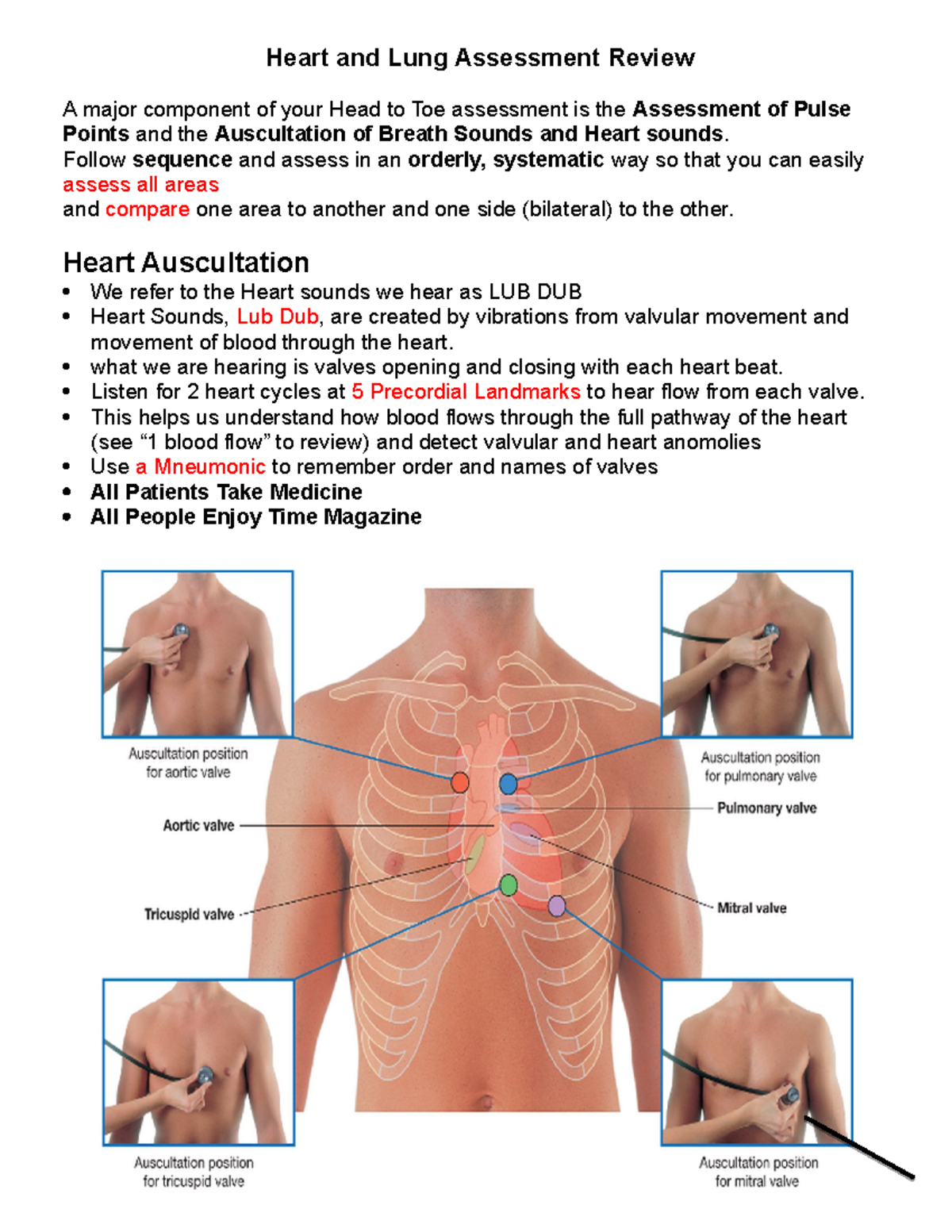 Heart and Lung Assessment Review: A Systematic Approach - Studocu