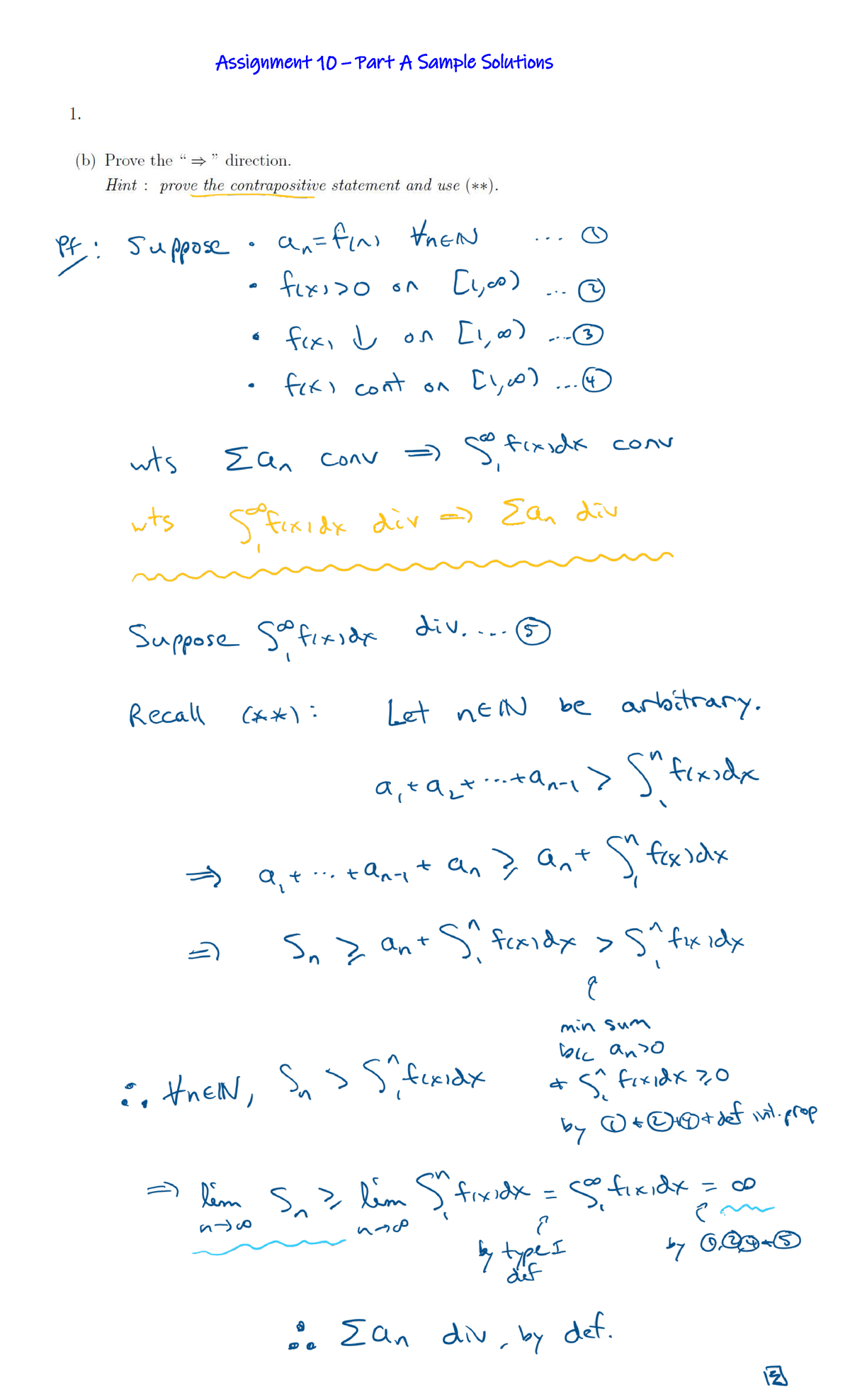 Assignment 10 Part A: Sample Solutions for Convergence Tests - Studocu