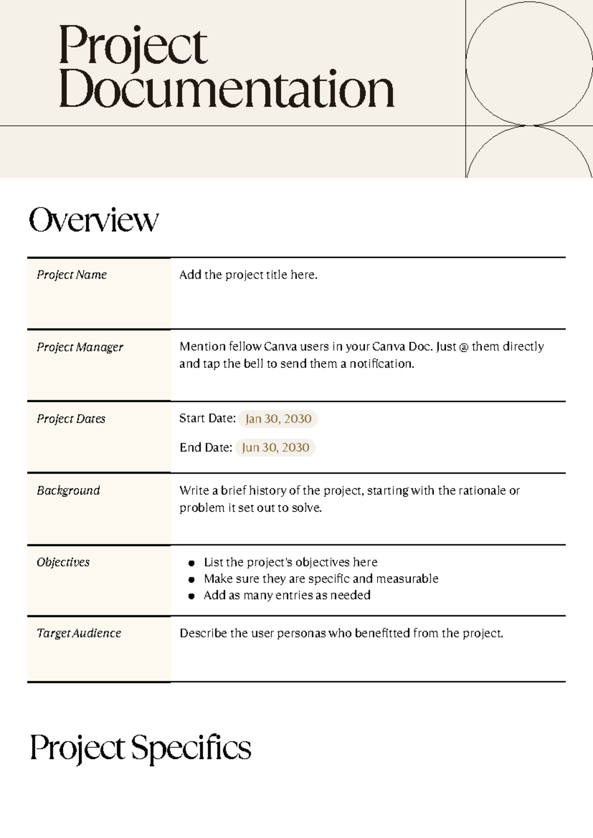 Project Documentation Professional Doc in Ivory Dark Brown Warm Classic ...