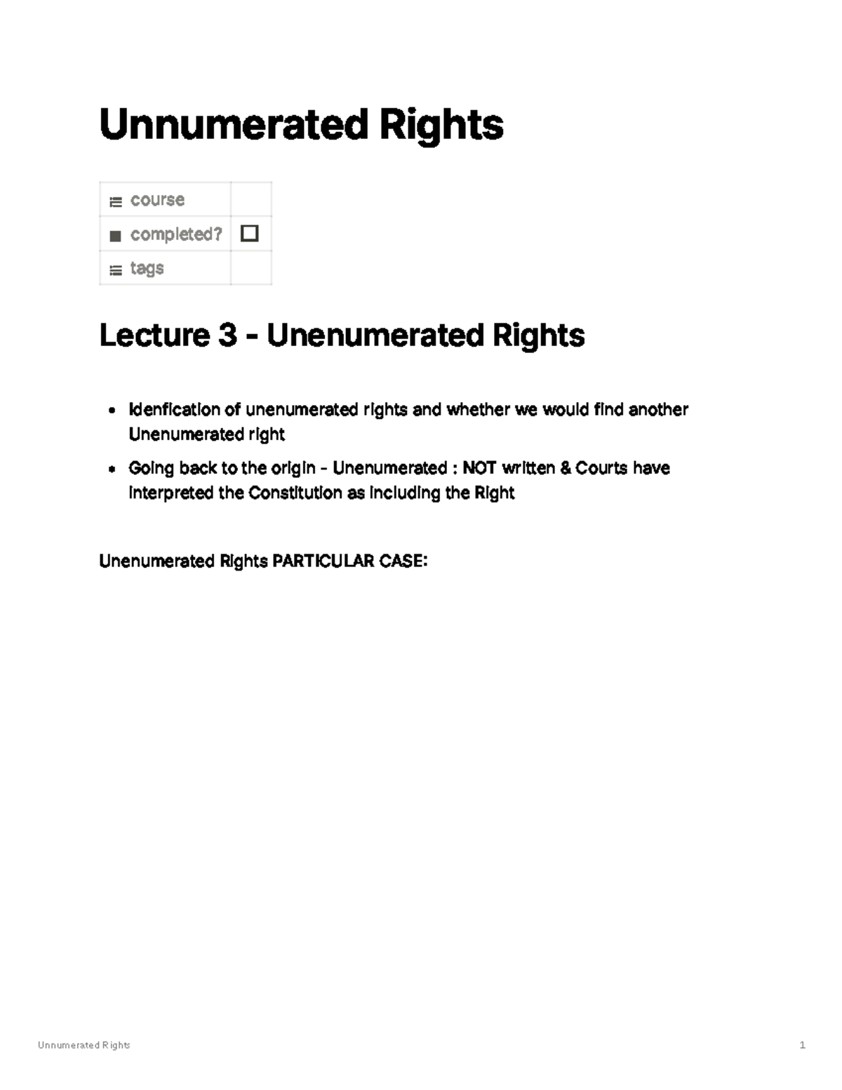 Lecture 3: Unenumerated Rights and Their Constitutional Implications ...