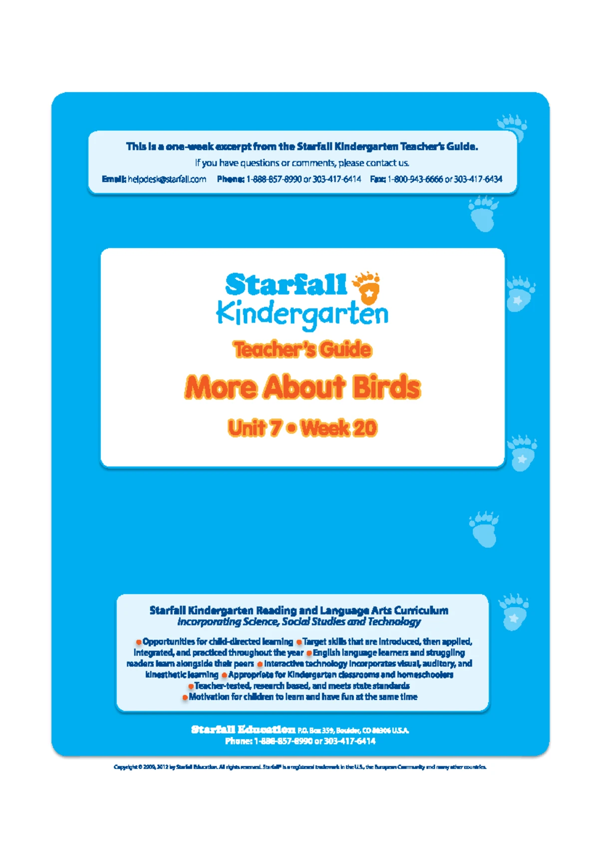 Starfall Kindergarten Unit Plan: Unit 7 - Exploring Birds - Studocu