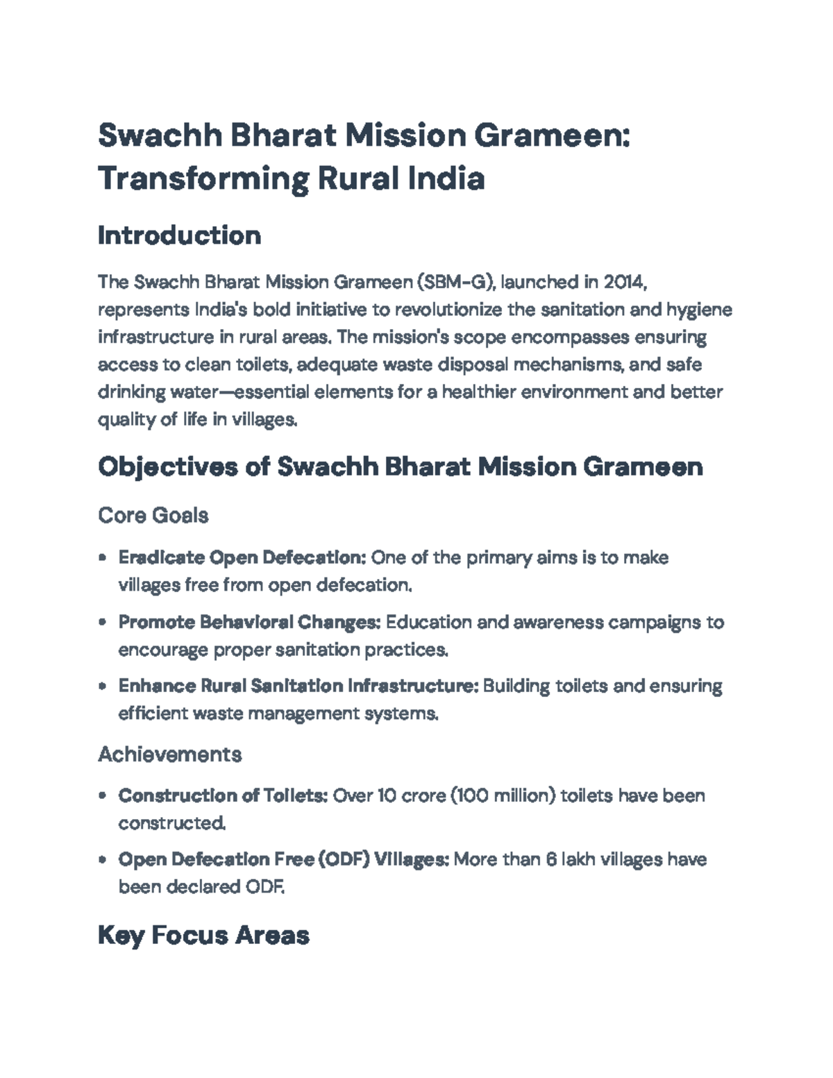 Swachh Bharat Mission Grameen: Transforming Rural Sanitation in India ...