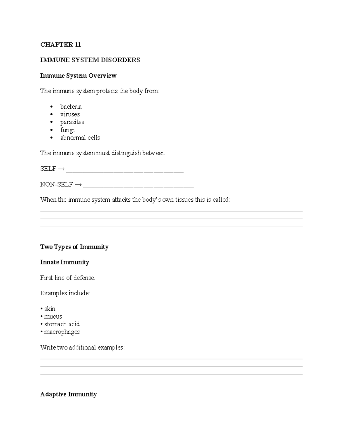 CHAPTER 11 & 12: IMMUNE & WHITE BLOOD CELL DISORDERS - MODULE 2 - Studocu