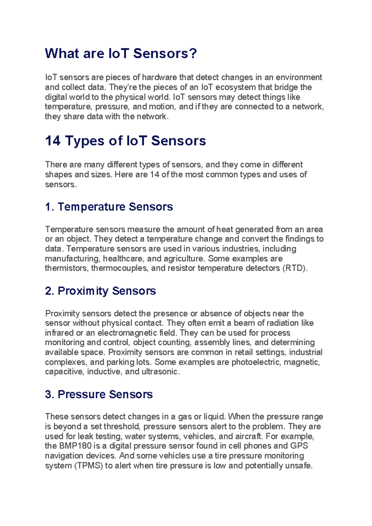 IOT Notes 2: Overview of IoT Sensors, Actuators & Hardware Platforms ...