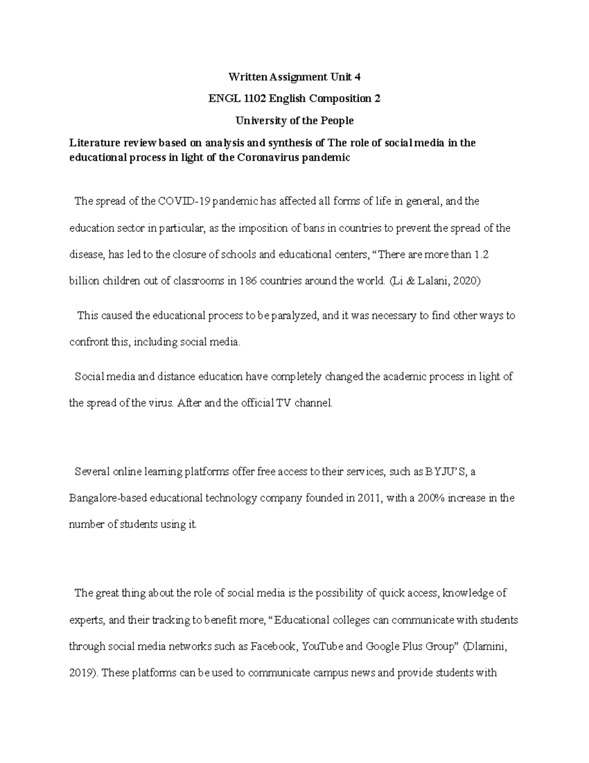 ENGL1102 - Unit 1 Discussion Forum on Effective Writing