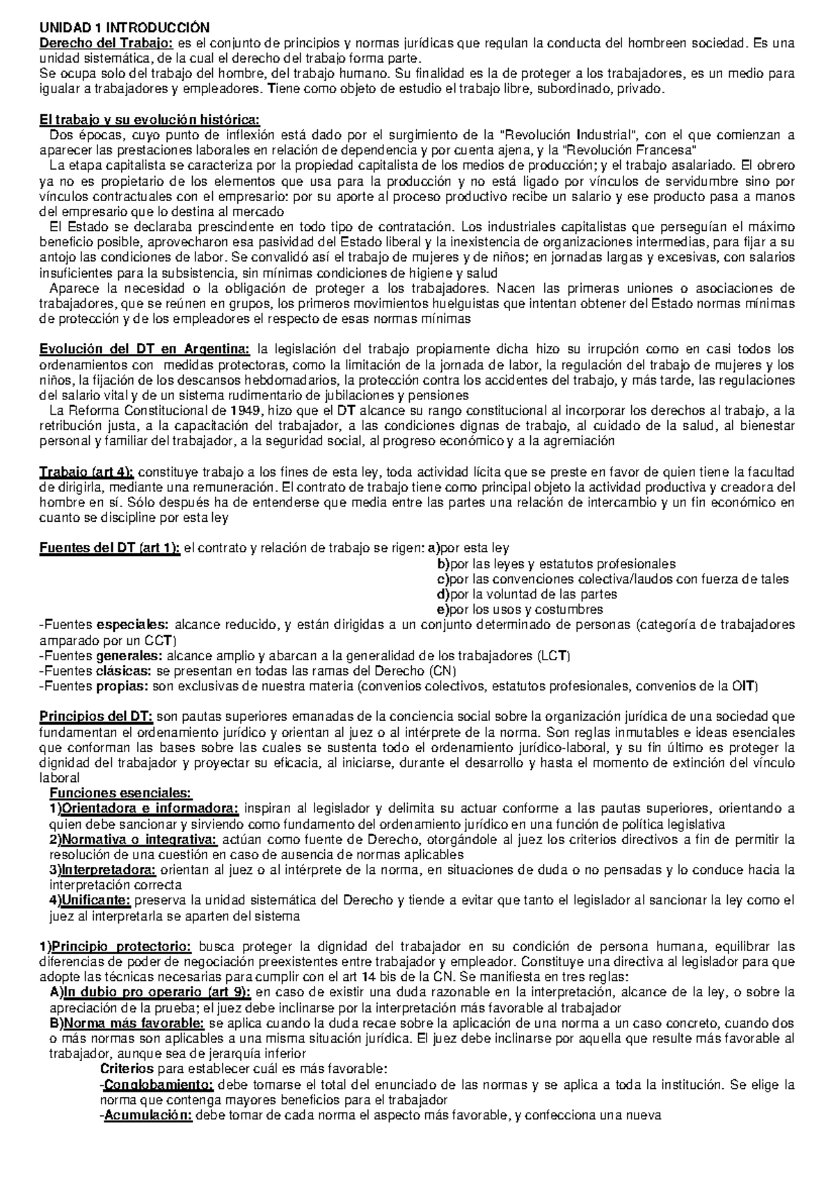 Resumen de Derecho Laboral y Seguridad Social - Unidad 1 y 2 - Studocu