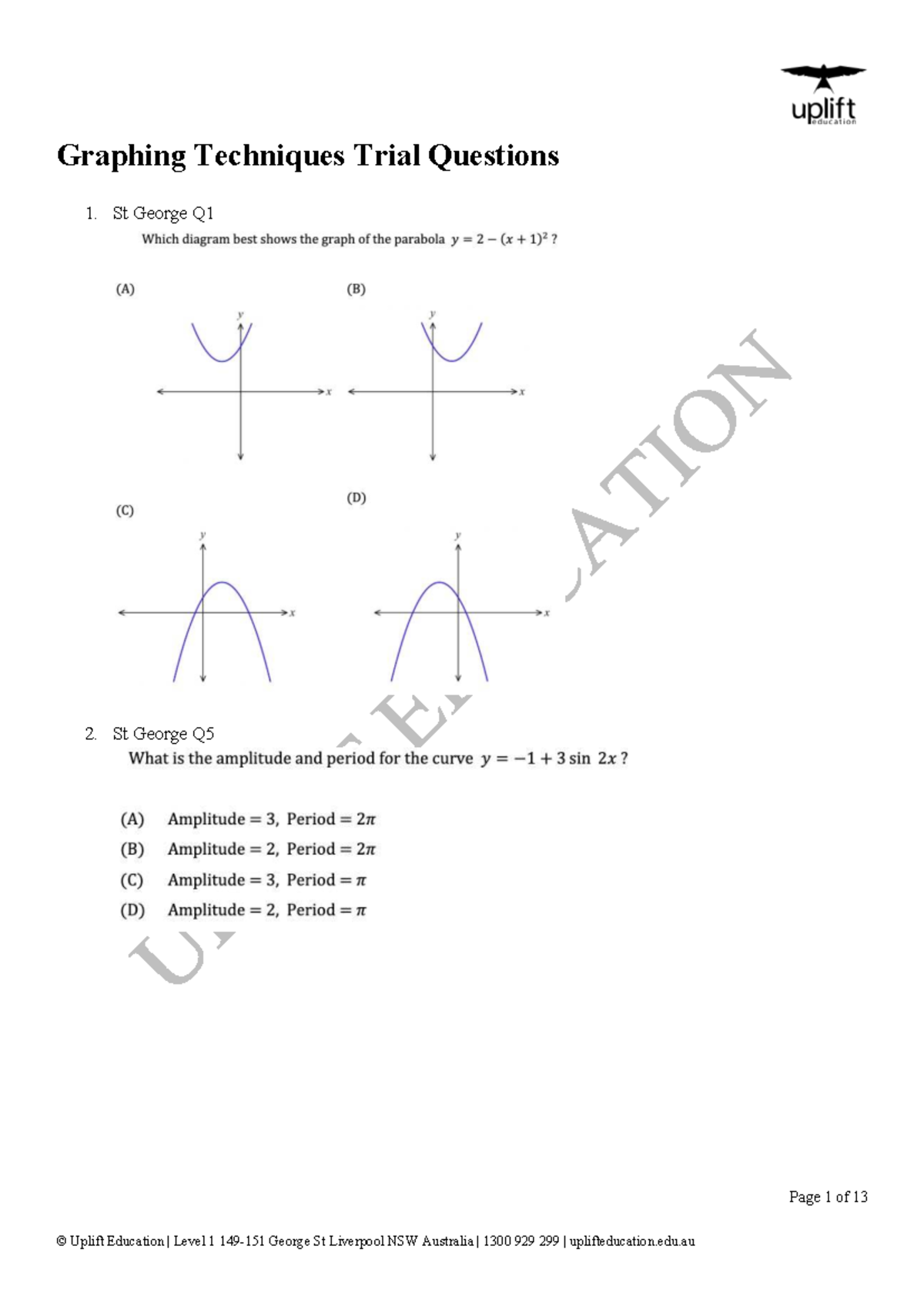 Graphing Techniques Trial Questions for Review and Practice - Studocu