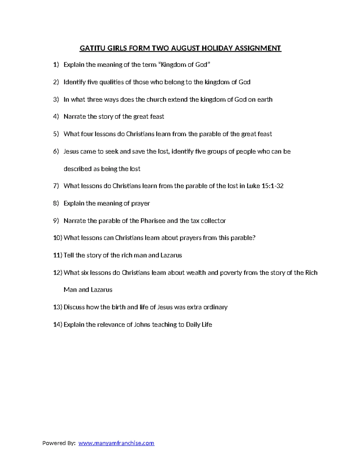 Cre Form 3 Final Exam Notes: Understanding the Holy Spirit and ...