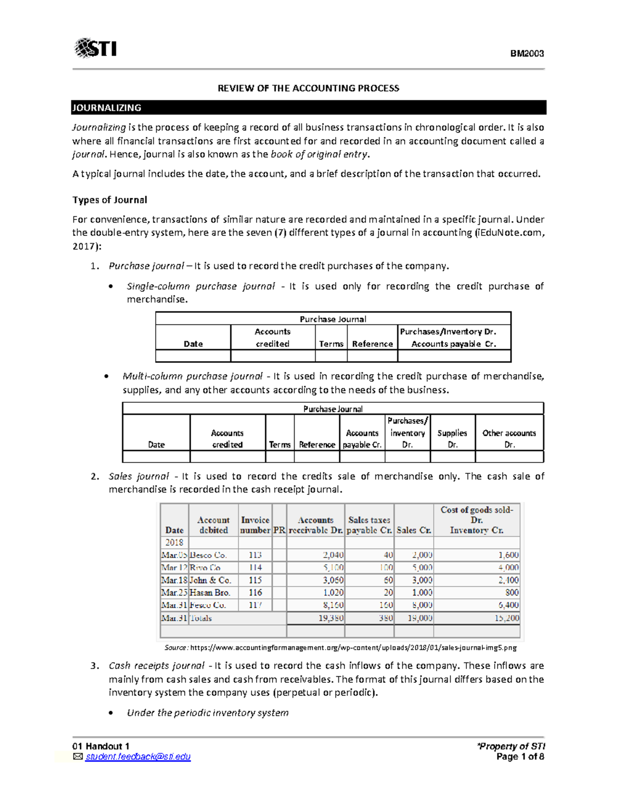 BM2003 ACCOUNTING PROCESS: JOURNALIZING & TRIAL BALANCE REVIEW - Studocu