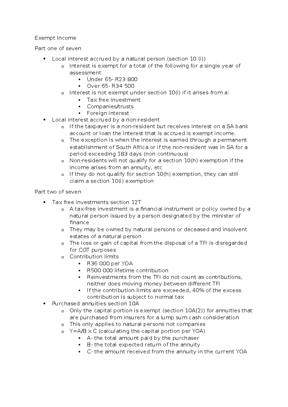 Taxation Module 5: Exempt Income Overview (Parts 1-4) - Studocu
