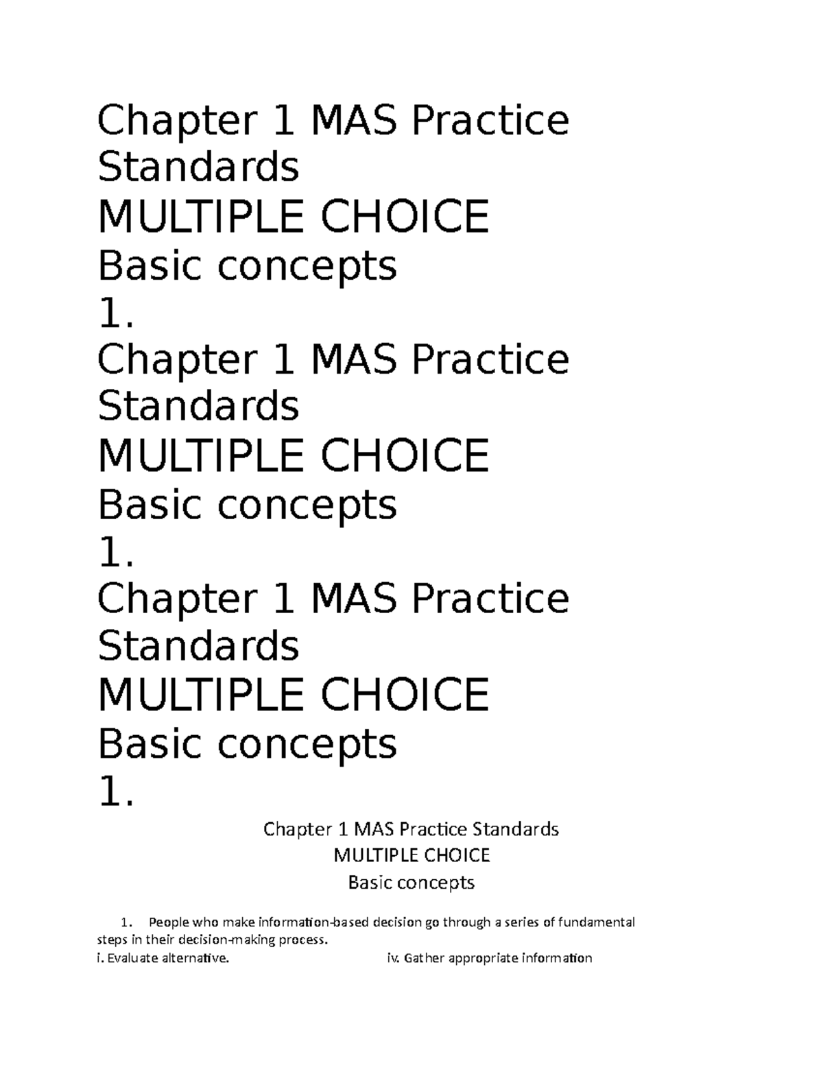 Chapter 1 MAS Practice Standards: MCQ Study Guide - Studocu