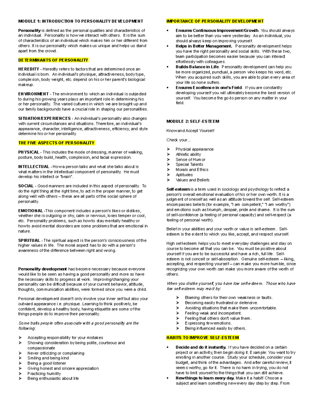 PER-DEV-101: Personality Development Overview and Self-Improvement ...