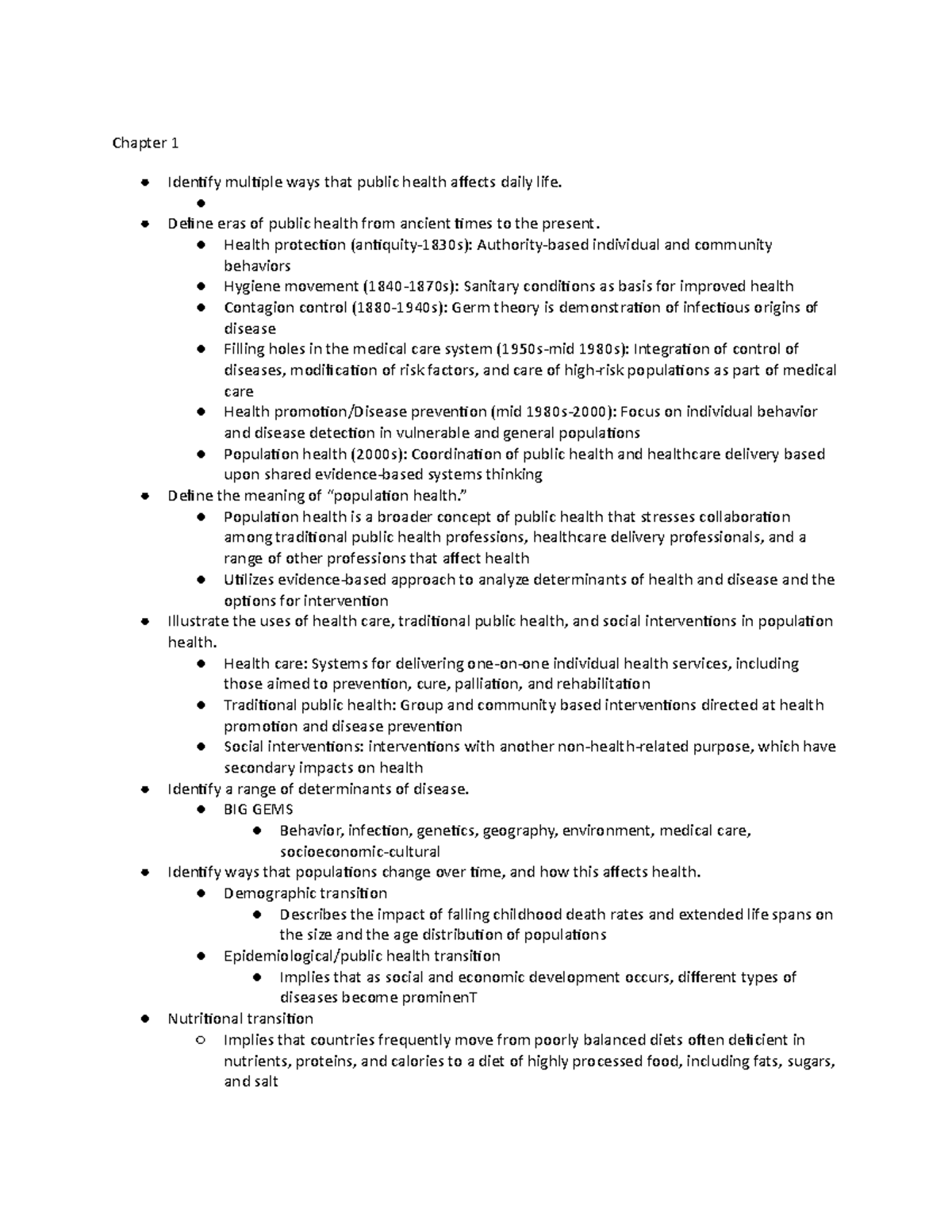 Community health - Midterm Study Guide - Chapter 1 Identify multiple ...