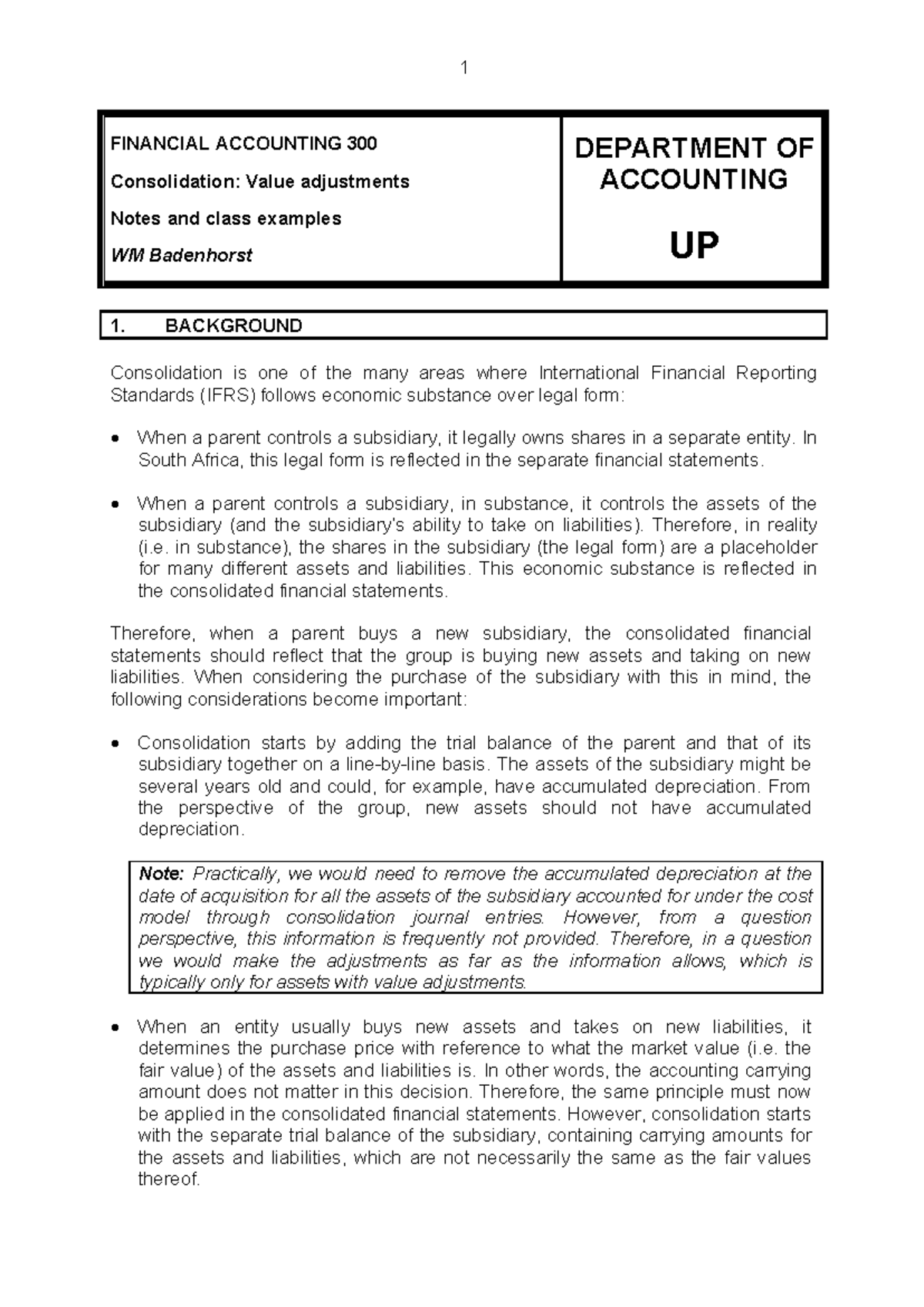 Financial Accounting 300: Value Adjustments Notes & Examples 2023 - Studocu