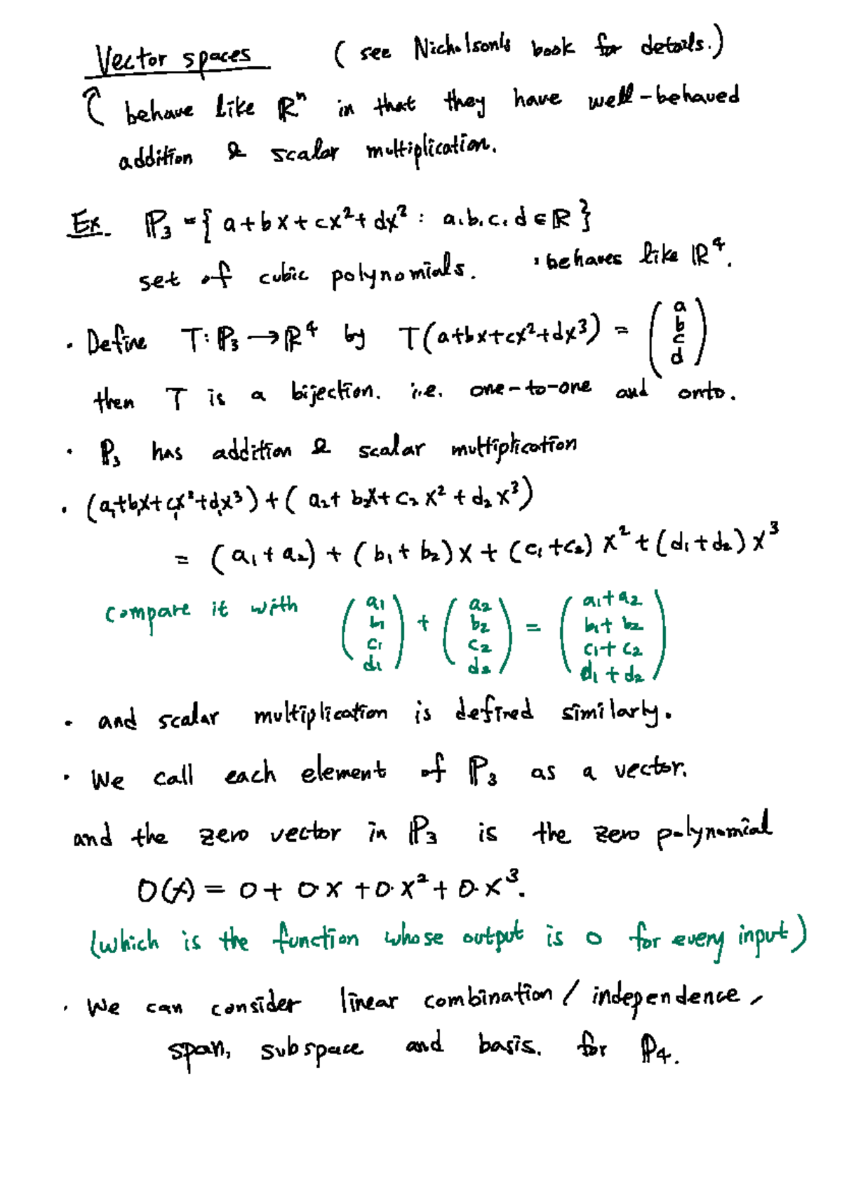 Lecture 8: Properties of Scalar Multiplication and Vector Spaces in P3 ...