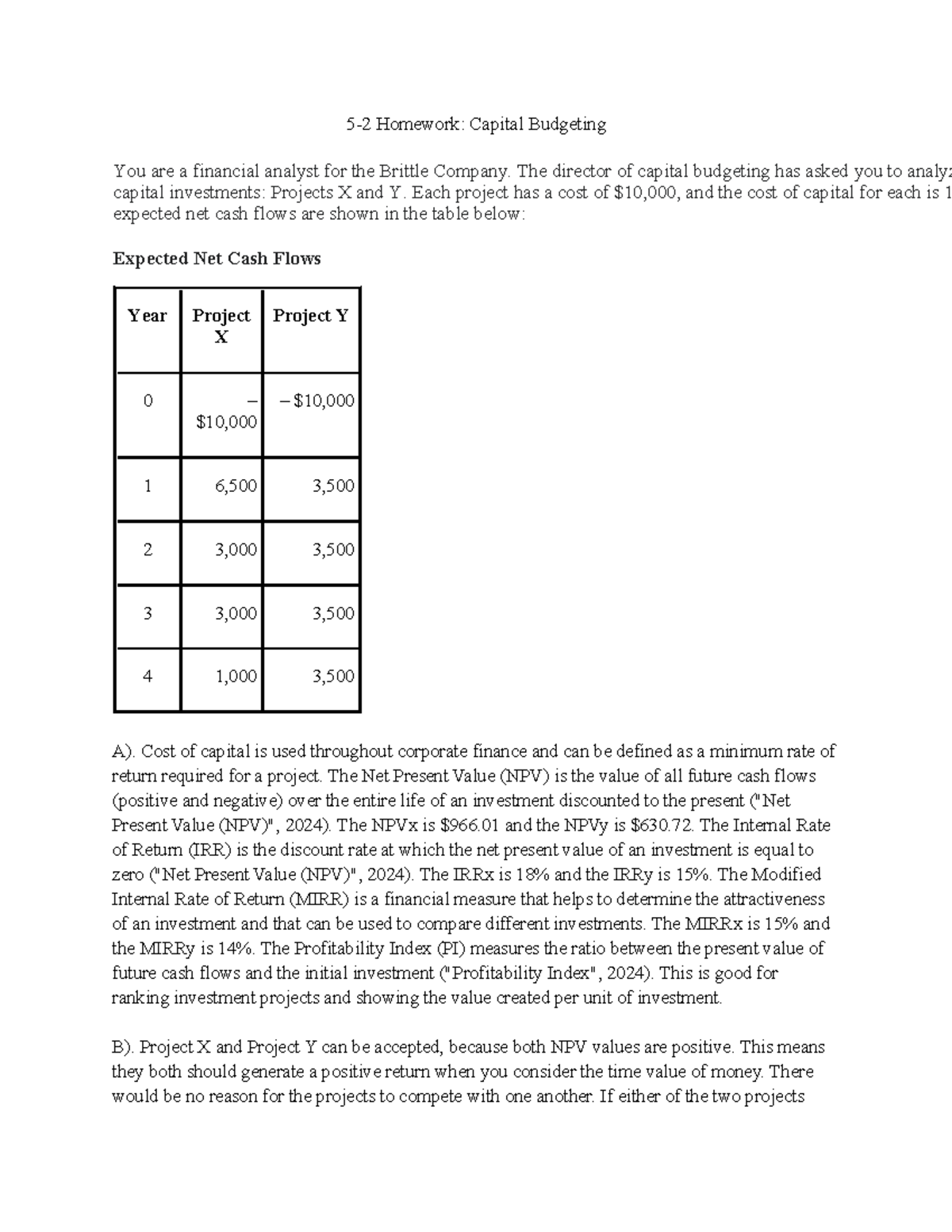 FIN 530 - Week 5 Assignment 2: Capital Budgeting Analysis - Studocu