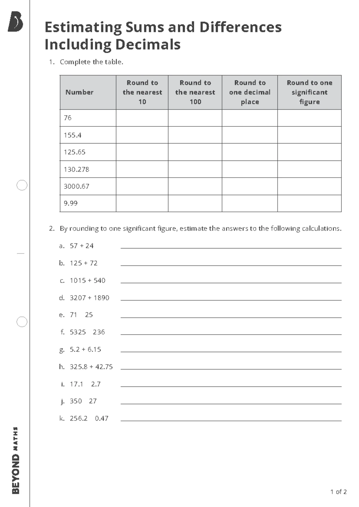 9-1 Estimate Sums and Differences of Fractions worksheet | Live ... -  Worksheets Library, image size:1200x1696