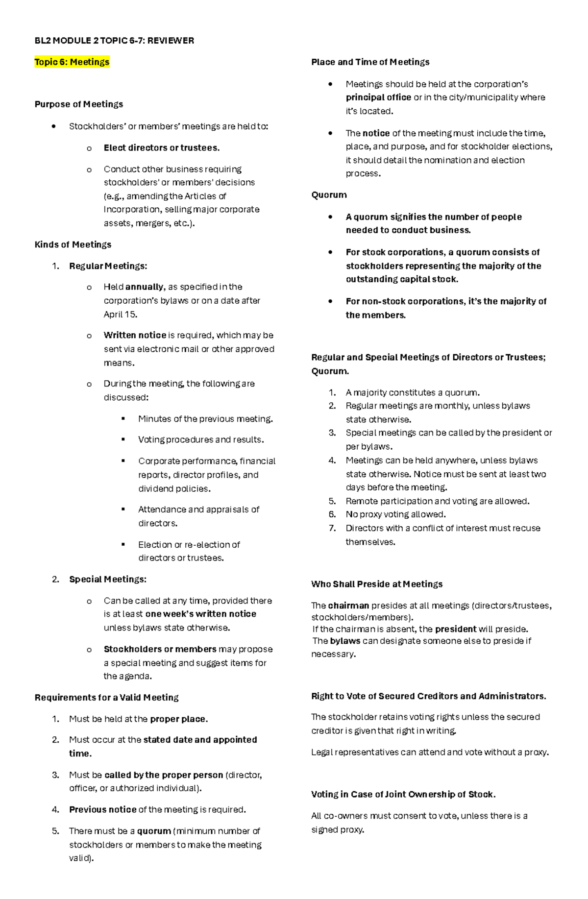 BL2 Module 2 Topic 6 7 reviewer - BL2 MODULE 2 TOPIC 6-7: REVIEWER ...
