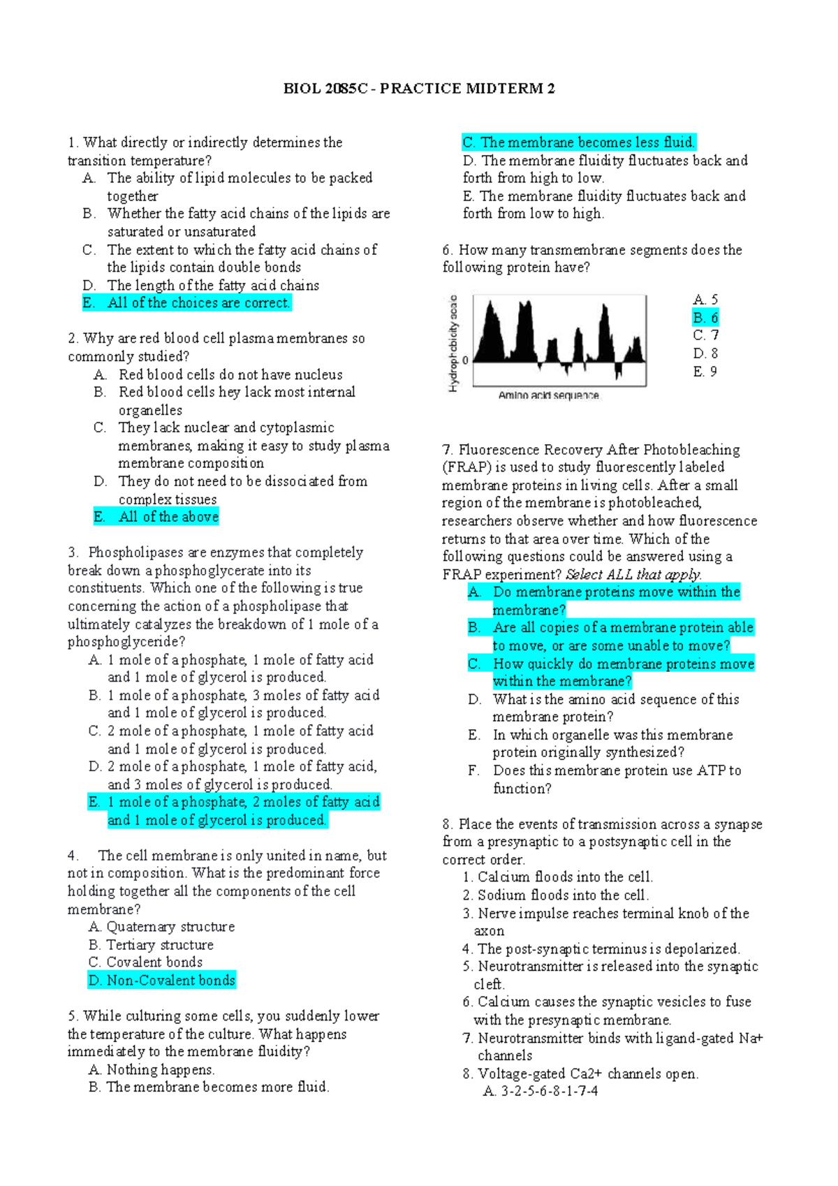 BIOL 2085C PRACTICE MIDTERM 2 ANSWER KEY - Studocu
