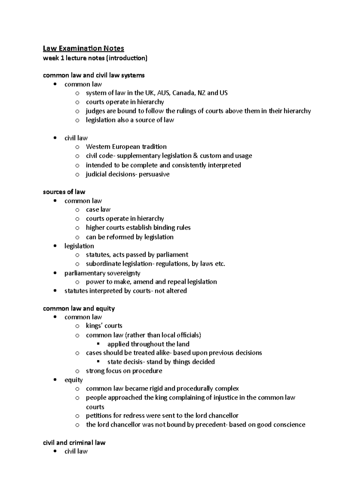 LLAW1311 Lecture Notes - Law Examination Notes week 1 lecture notes ...