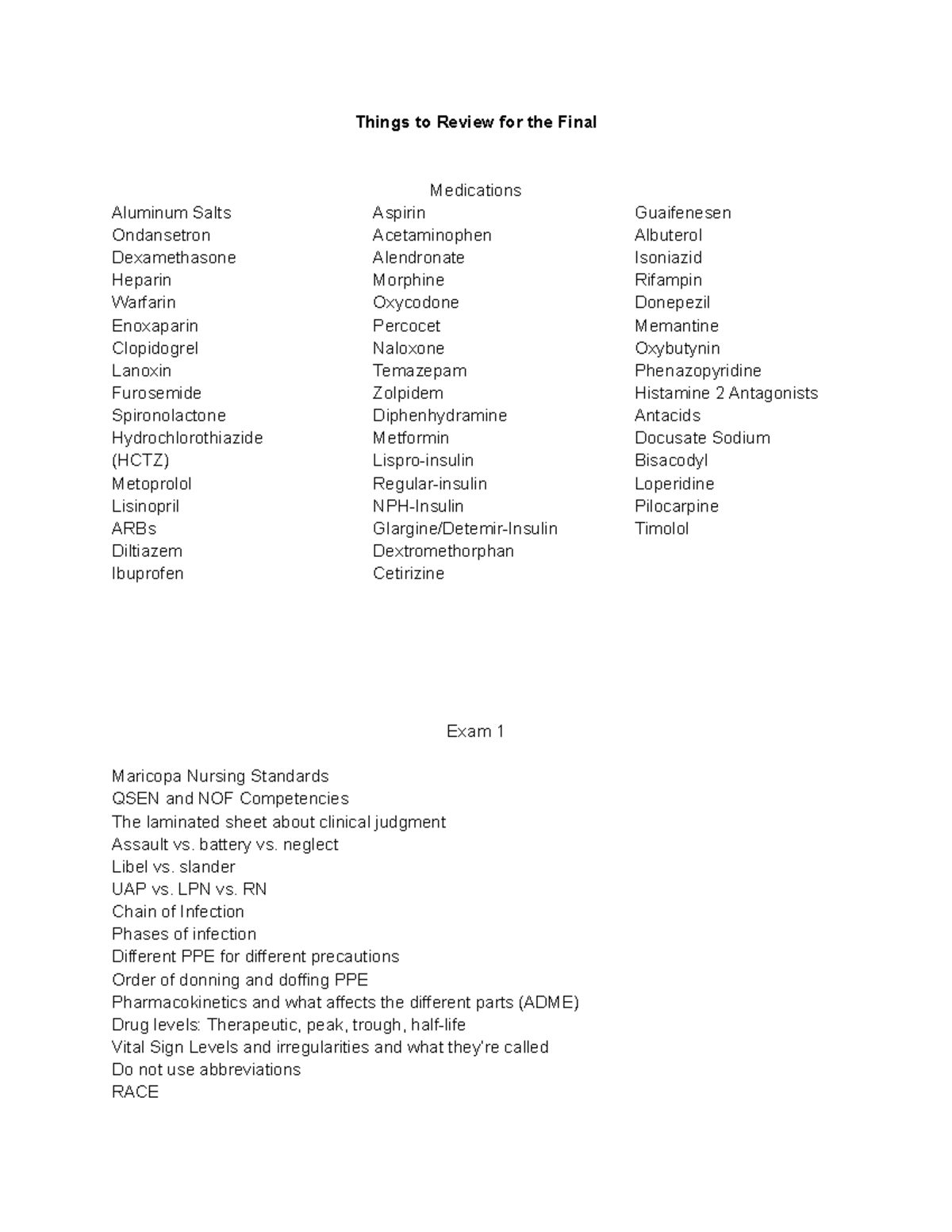 NUR 205 Final Exam Study Guide: Key Concepts & Medications Review - Studocu