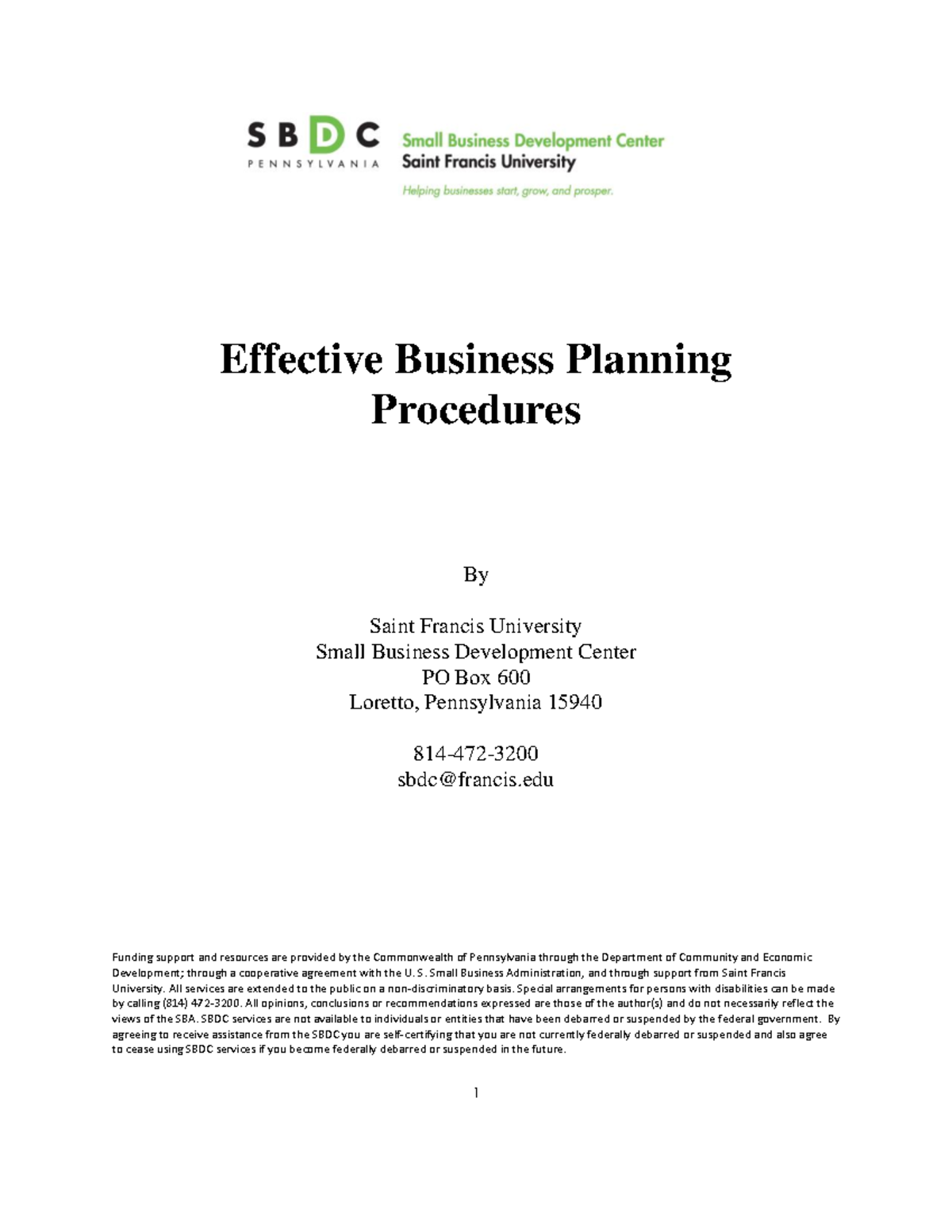 Business Planning Procedures for Small Businesses (SBDC) - Studocu