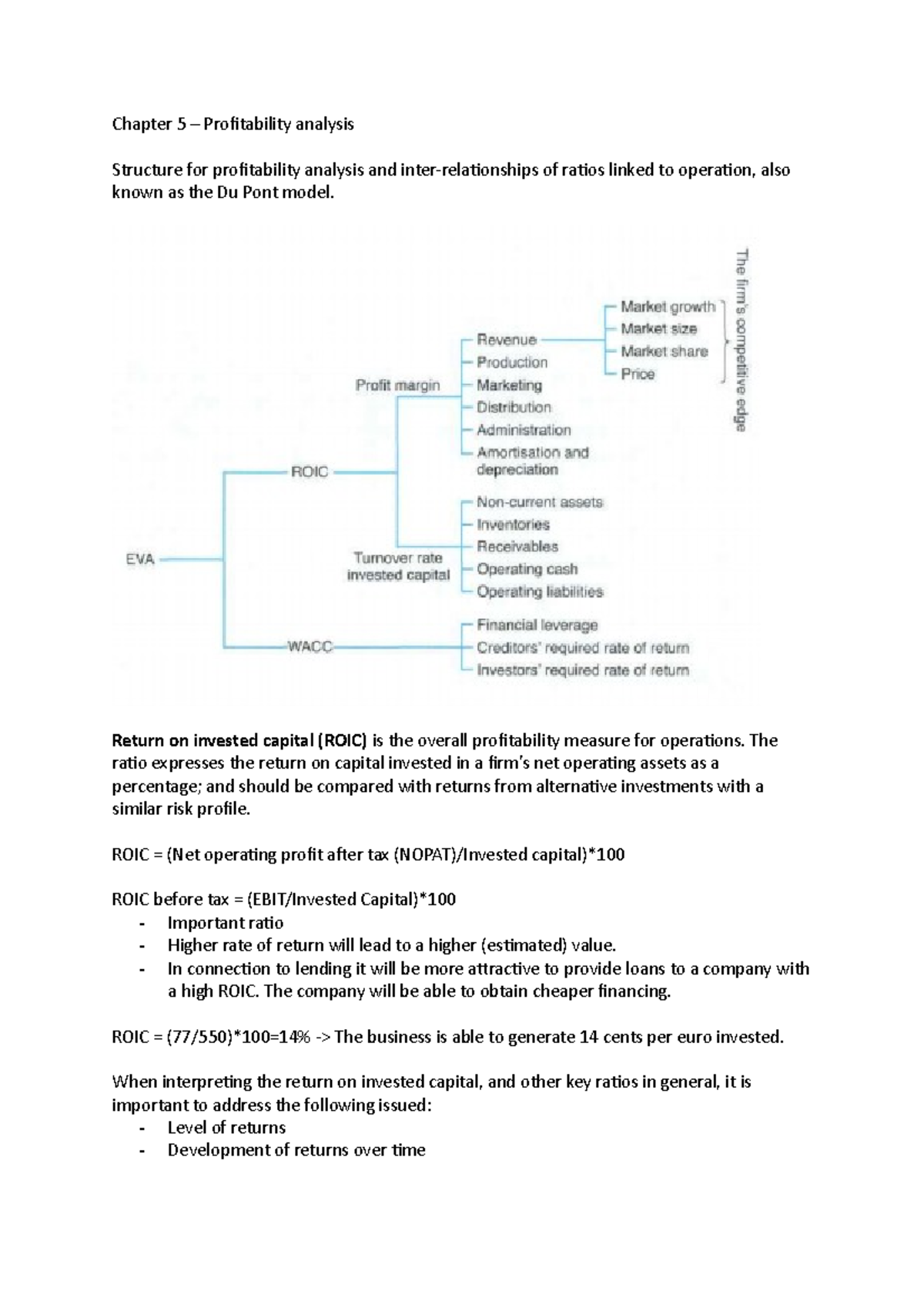 Chapter 5 - Profitability Analysis and Return on Invested Capital - Studocu