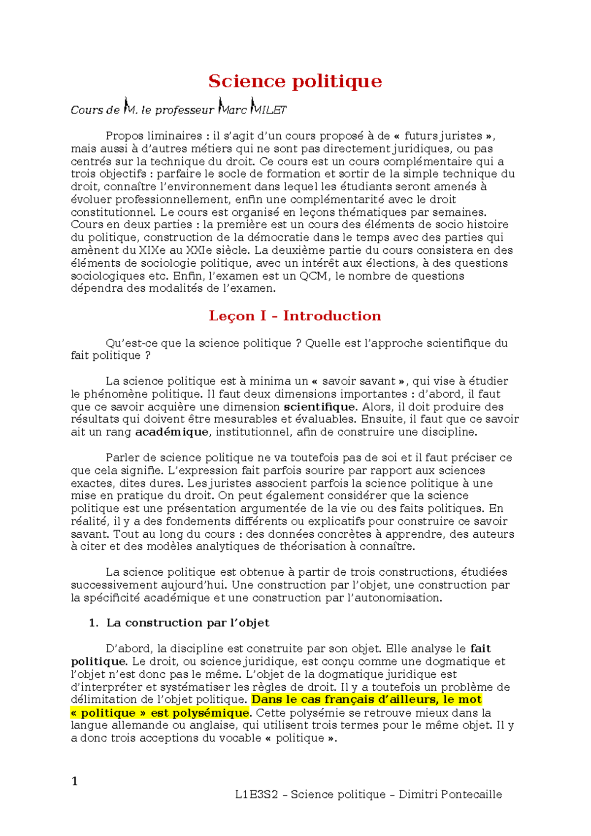 Science politique 2 - Assas - Science politique Cours de M. le ...