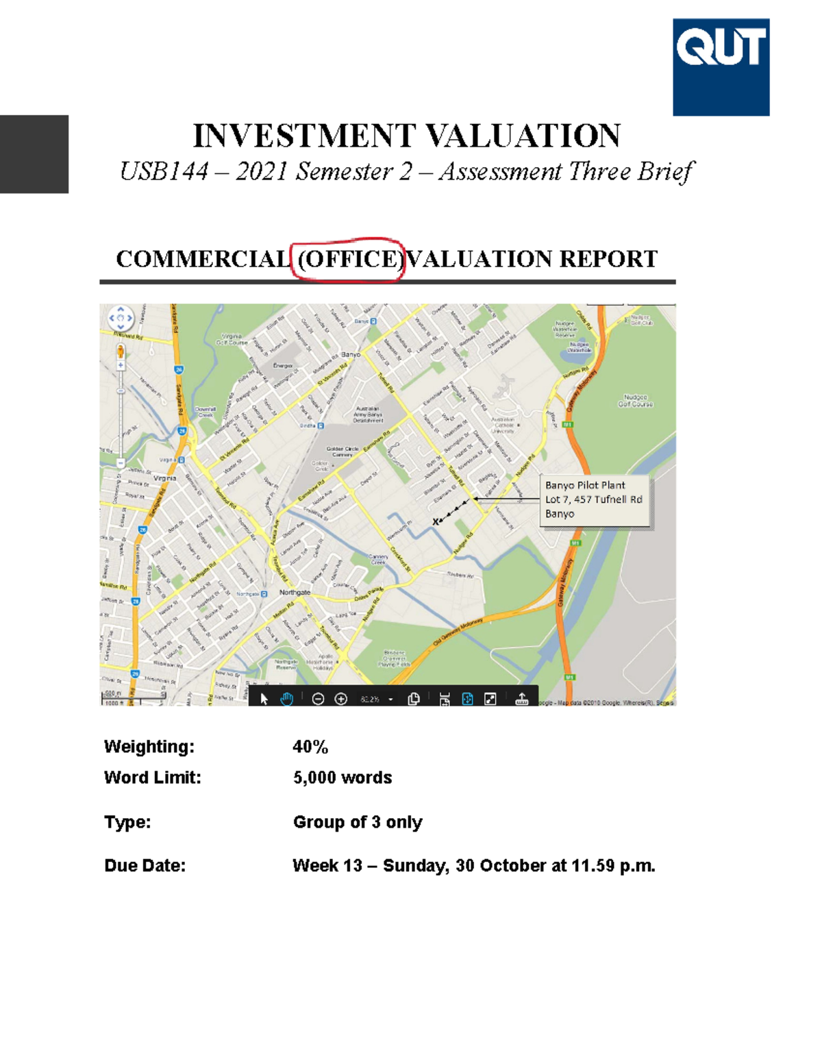 USB144: Assessment 3 - Industrial Property Valuation Report - Studocu