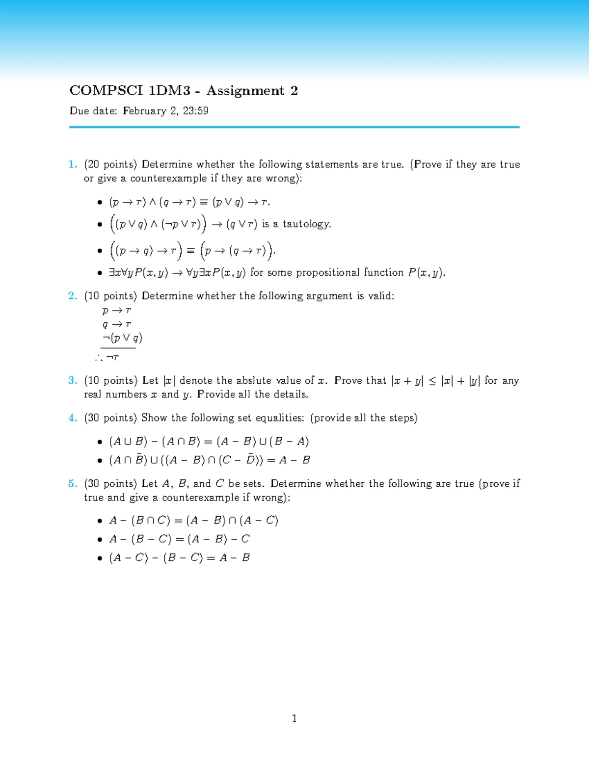 COMPSCI 1DM3 Assignment 5: Combinatorial Problems & Solutions - Studocu