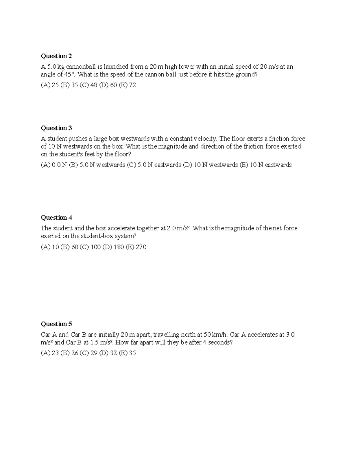 Physics Quiz Questions and Answers (Course Code: PHYS101) - Studocu