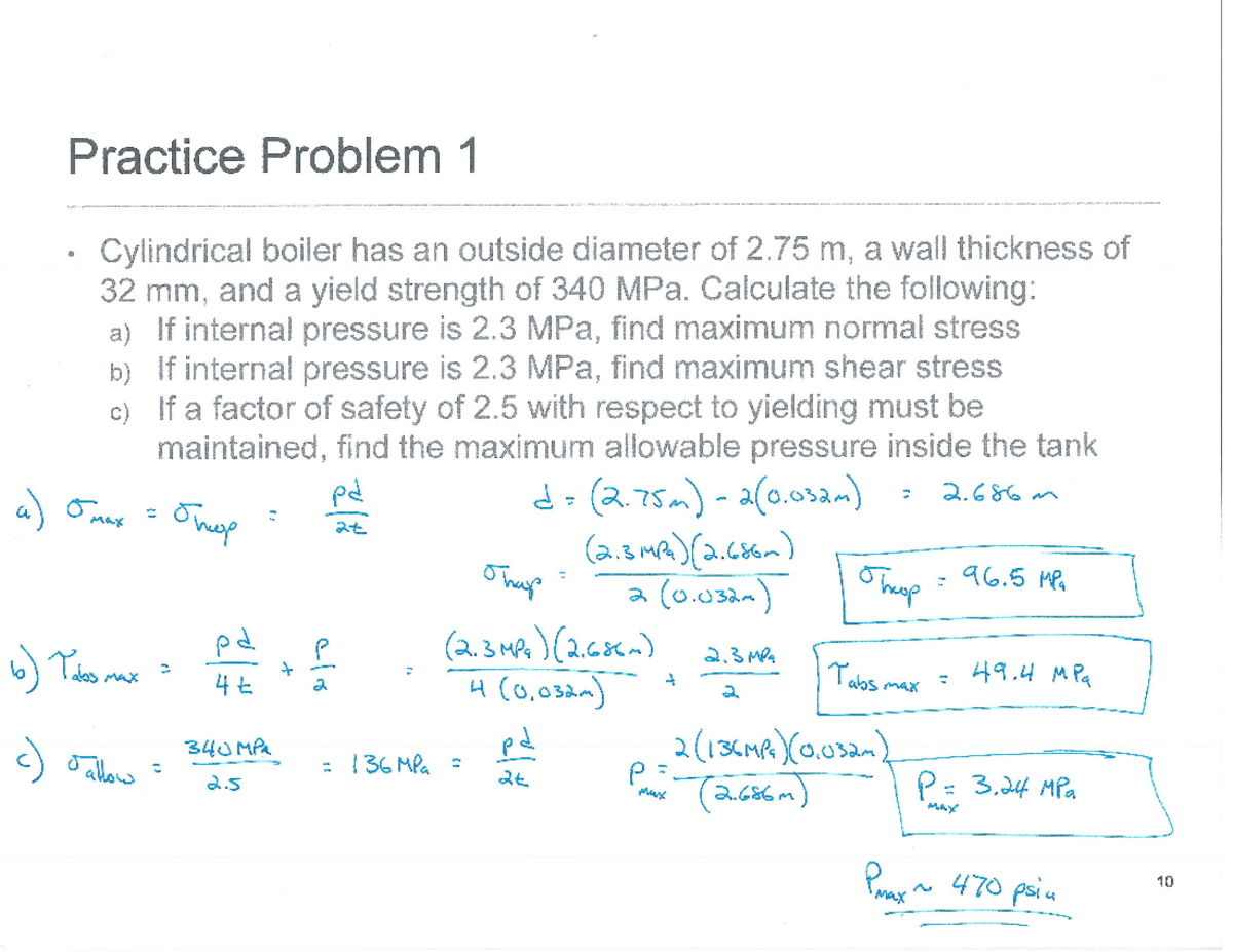 Engineering Mechanics: Problem Solutions for Pressure Vessels (ENG 201 ...