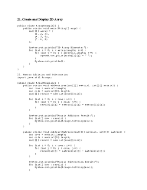 Java Array Programs: Examples and Solutions (CS101) - Studocu image.