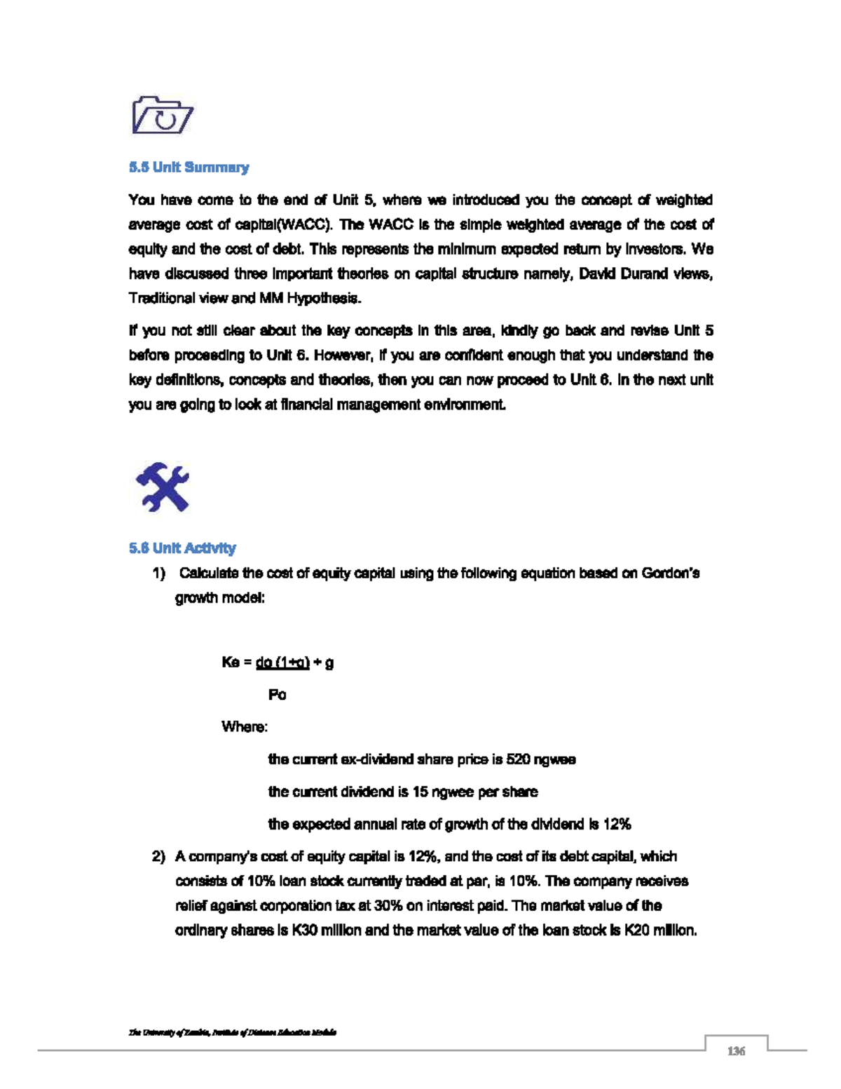 Unit 5 & 6 Summary: WACC & Dividend Policy Theory (Module 136) - Studocu