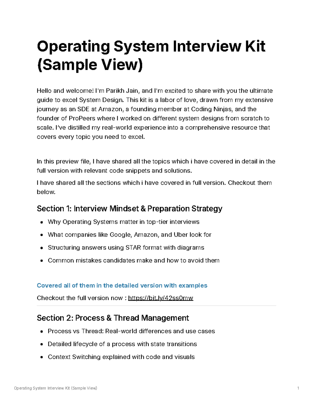 Operating Systems Interview Kit (Sample View) - Essential Guide - Studocu