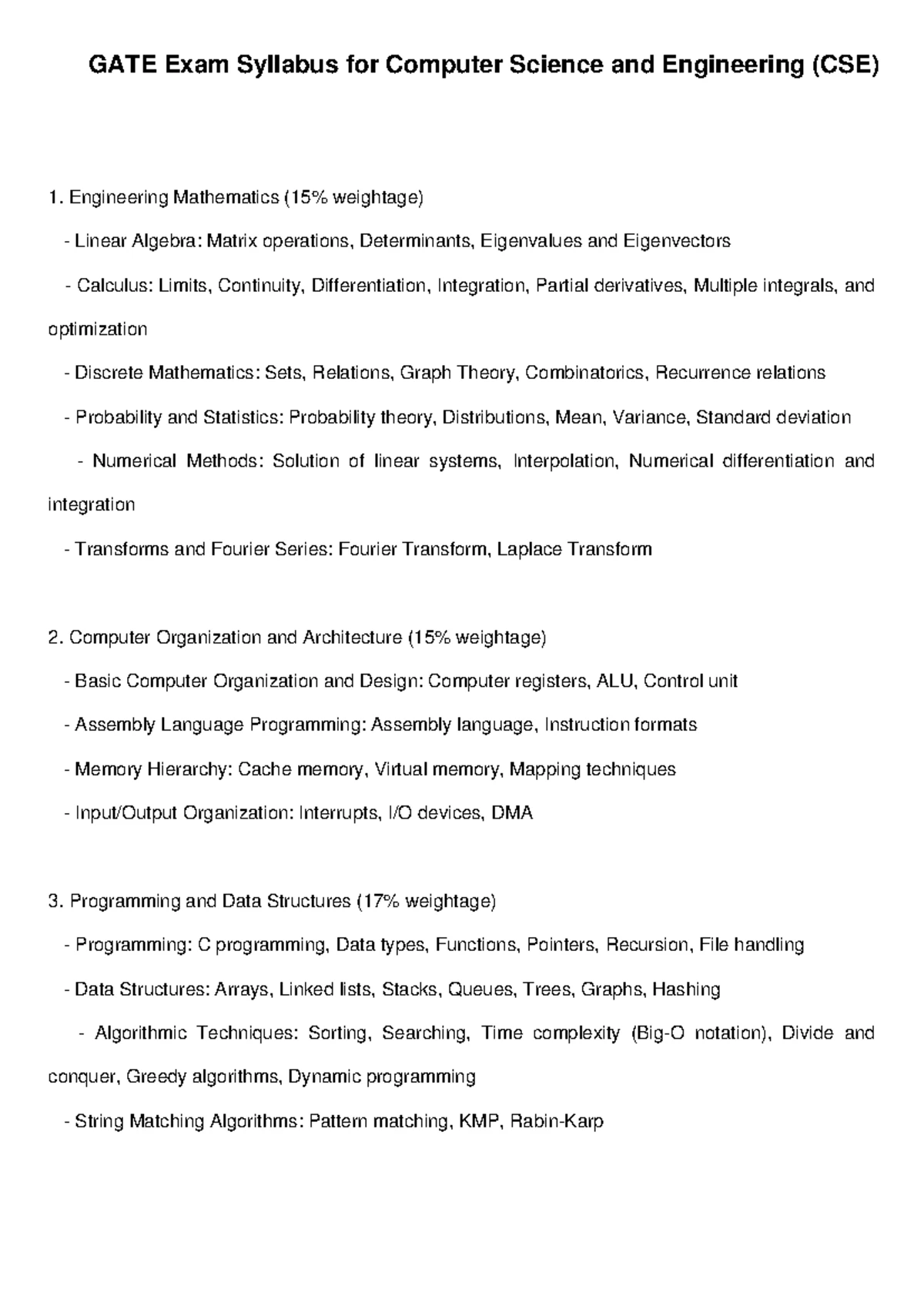 GATE CSE 120-Day Study Plan: Discrete Math, Logic, Data Structures ...