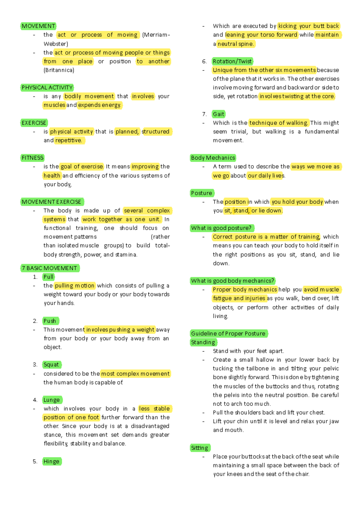Movement - pathfit notes - MOVEMENT the act or process of moving ...