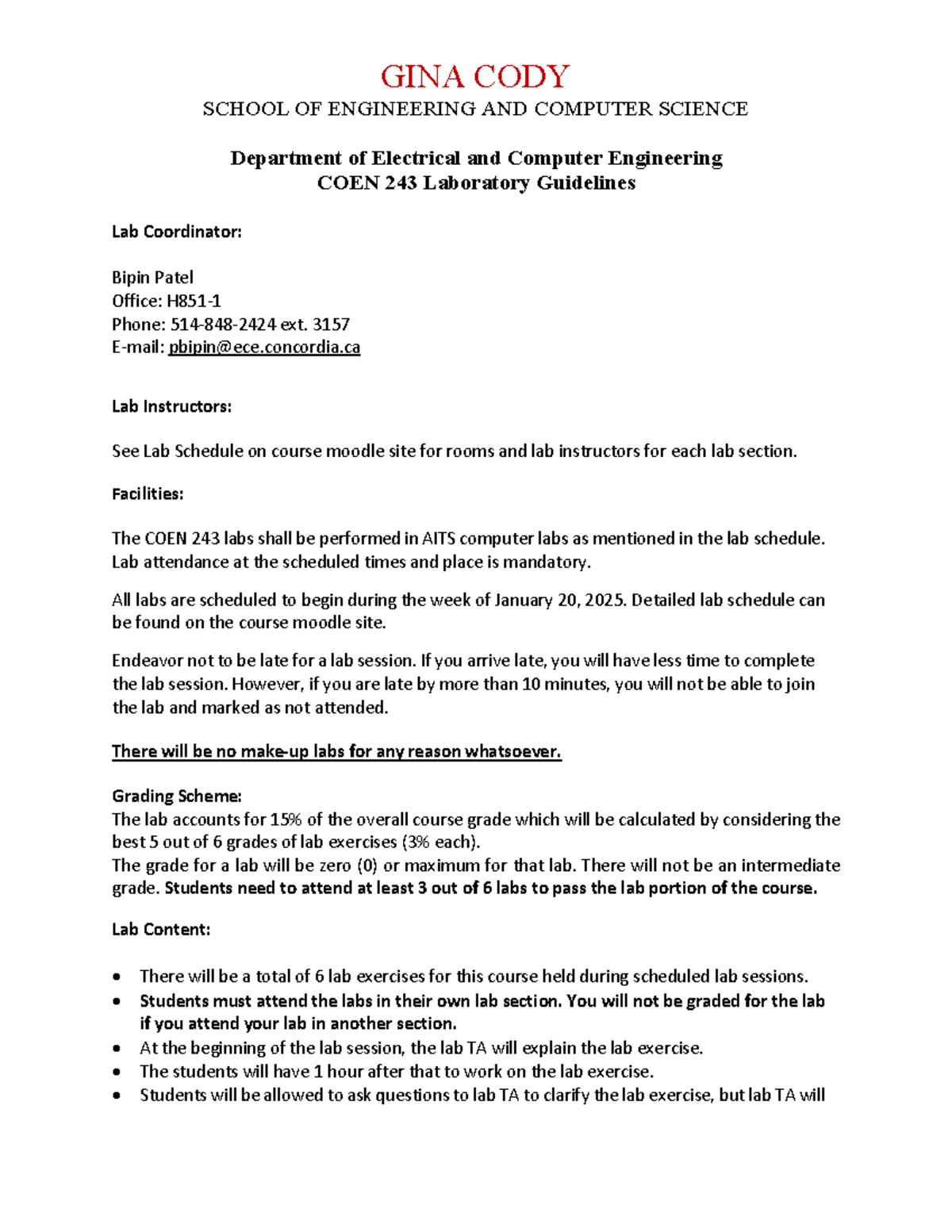 COEN 243 Lab Guidelines: Essential Information for Success - Studocu