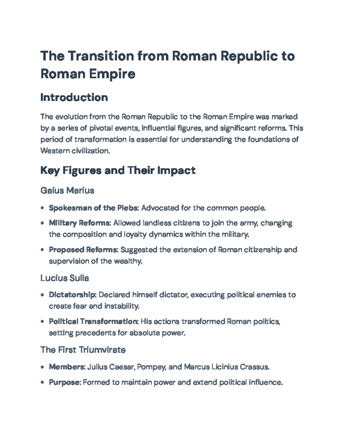 The Transition from Roman Republic to Empire: Key Events & Figures ...