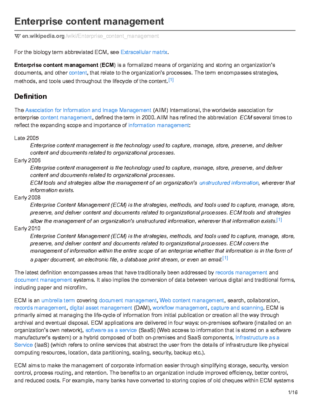 ECM 101: Comprehensive Notes on Enterprise Content Management - Studocu