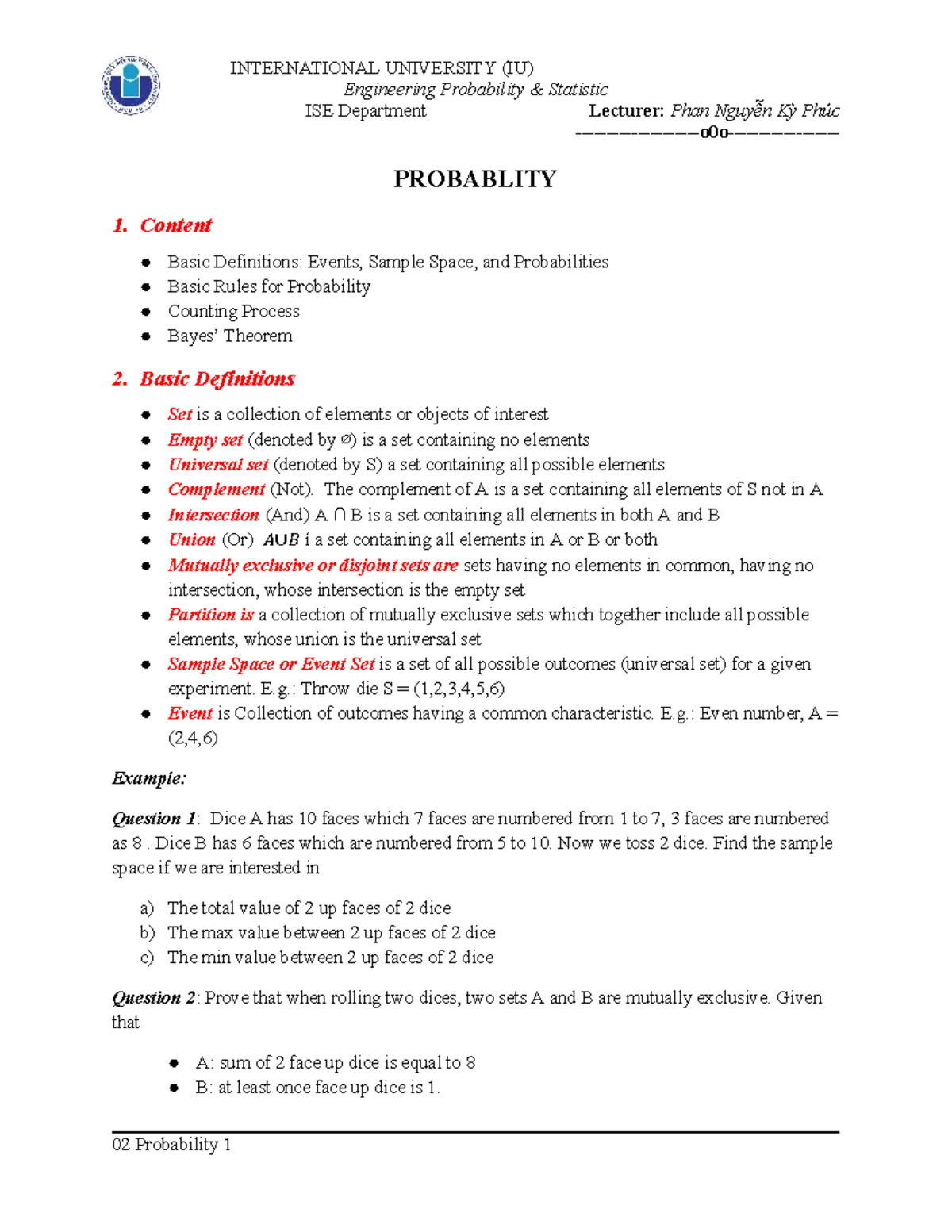 Engineering Probability Statistics ISE: Comprehensive Lecture Notes ...