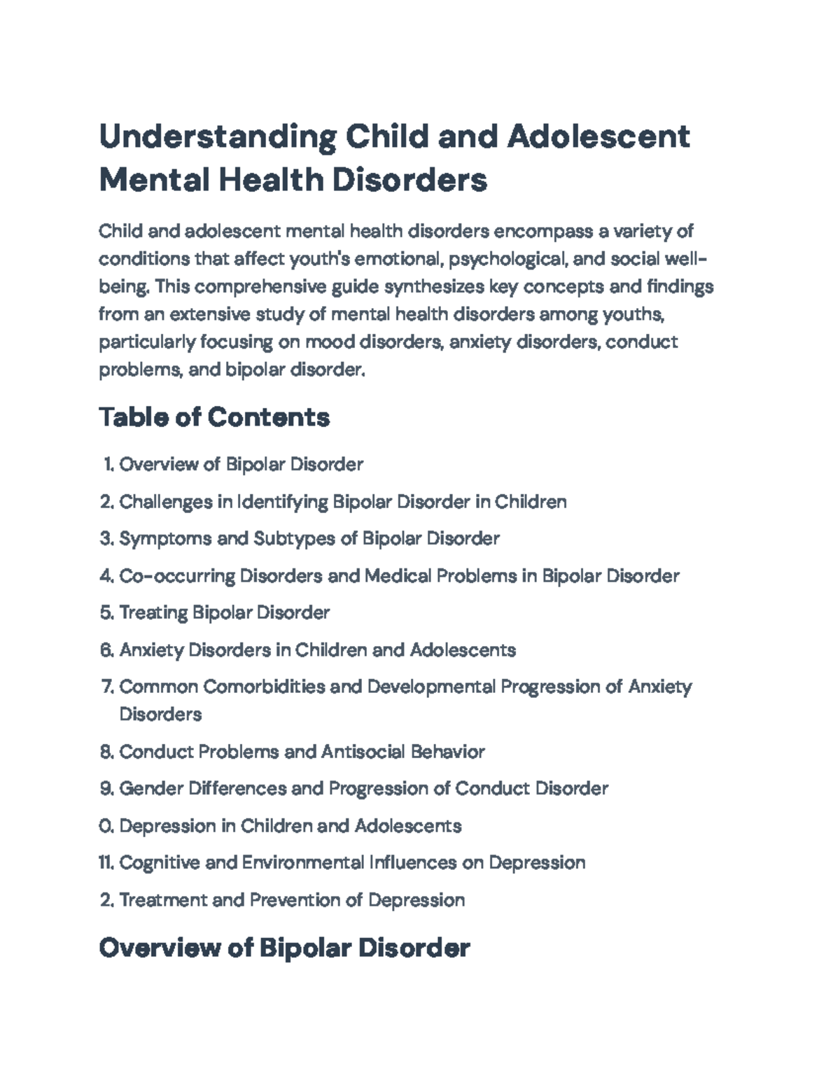 Child and Adolescent Mental Health Disorders: Overview & Treatment ...