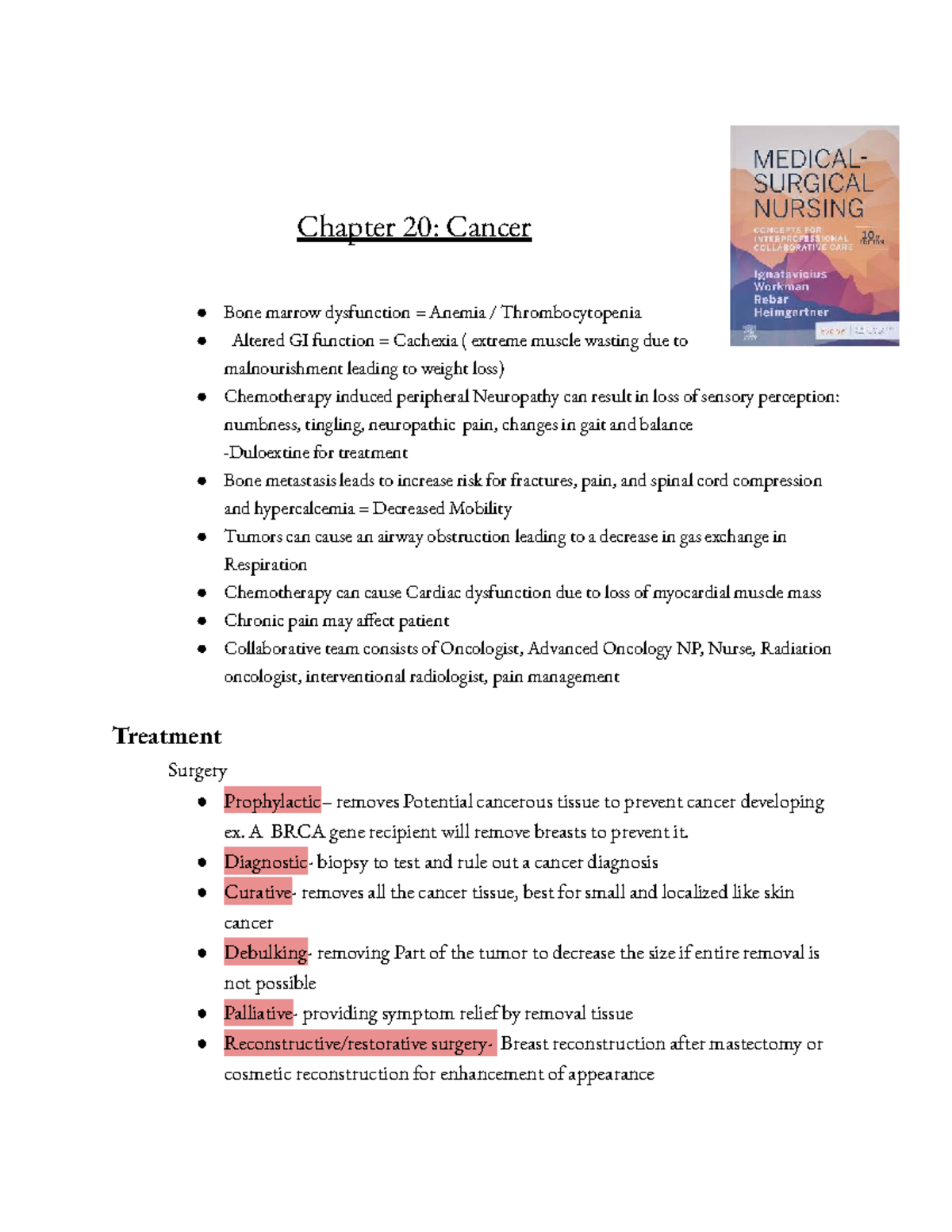 Unit 1: Cancer Overview and Treatment Strategies (8/21/23) - Studocu